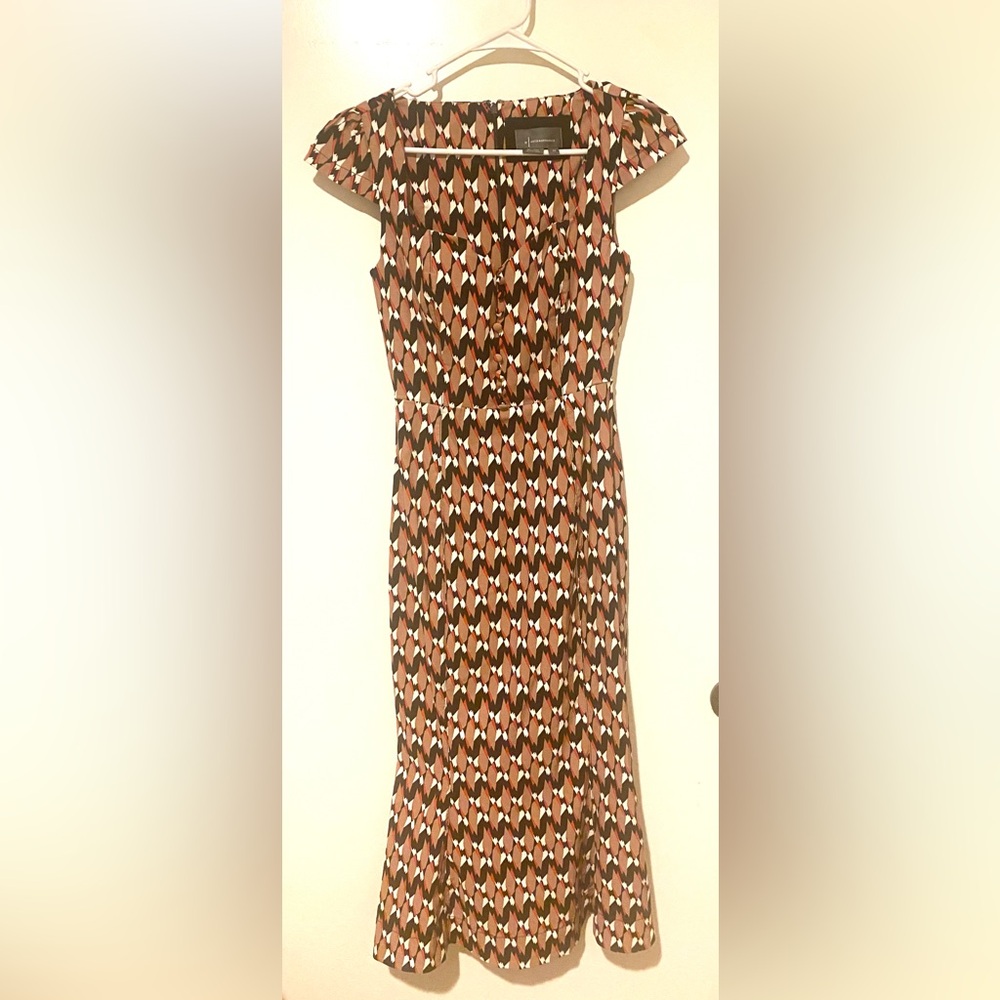 Anthropologie Brown and Tan Off-the-Shoulder Sheath Maxi Dress